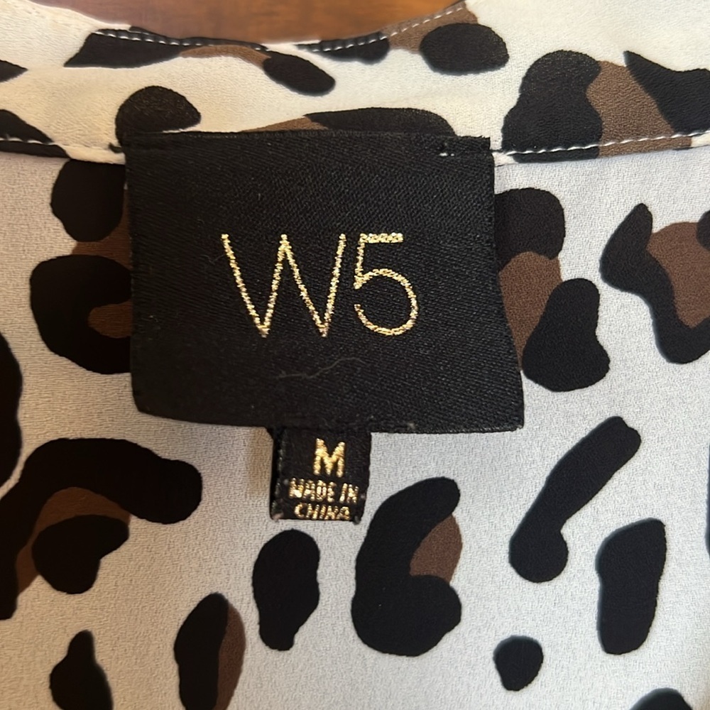 Leopard Cheetah Animal Print Notch Neck Blouse | M - Picture 3 of 7